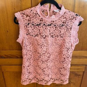 Nanette Lepore Pink Floral Lace Blouse